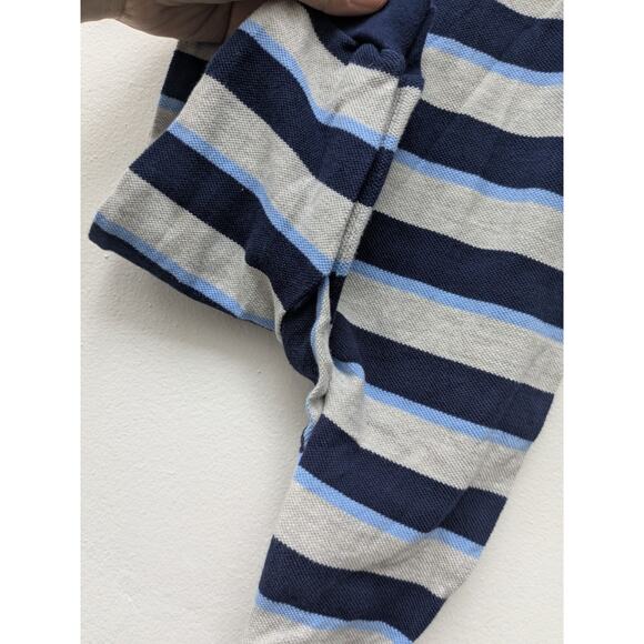 Ralph Lauren Baby Boy Coverall Blue Striped Rugby Cotton Long Sleeve 6M - Picture 2 of 9